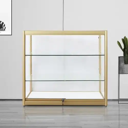 玻璃柜台透明商用铝合金展示柜样品产品陈列柜珠宝首饰双层展柜