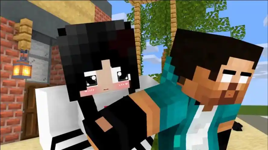 我的世界mc动画:him和女孩沙滩约会