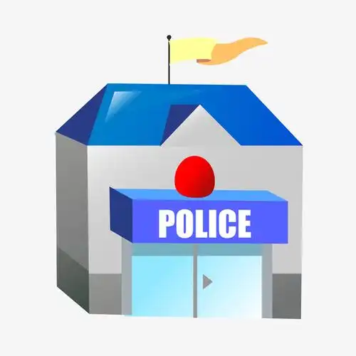 矢量手绘卡通公安派出所免抠图p