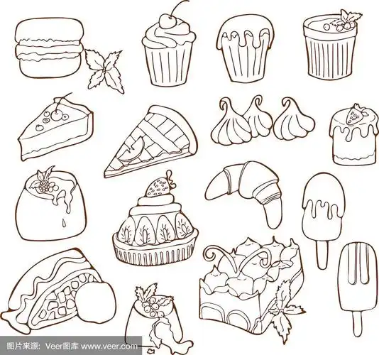 简单的甜点相关线图标