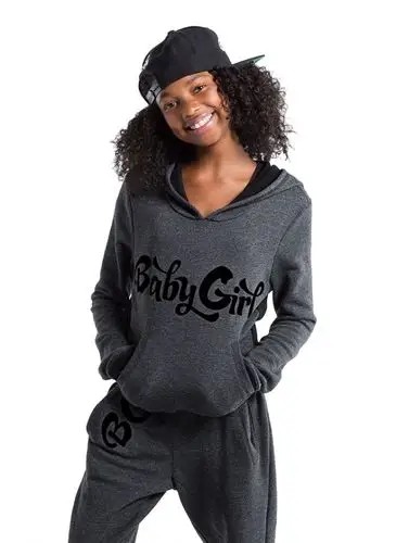 sweat suit top pull over "baby girl" logo black