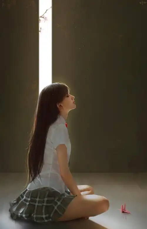 盘腿坐姿女生手机壁纸