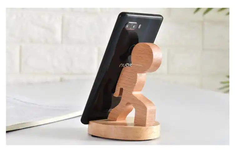 木质手机支架 创意桌面懒人手机底座批发广告地推礼品印logo