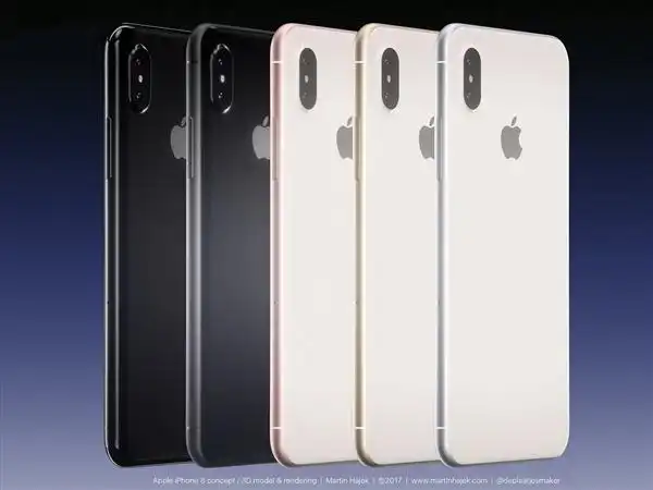 iphone 8靠谱渲染:全部配色集齐,白色版正面大亮