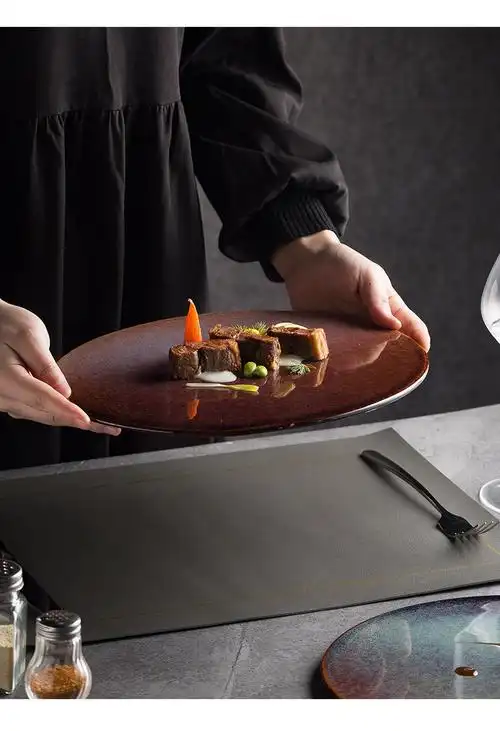 青木尚瓷创意西餐平盘高级感家用牛排盘子摆盘陶瓷餐具餐厅仪式感烤肉