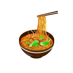 手绘诱人的牛肉面插画