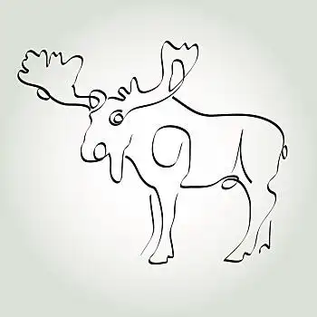 驼鹿,简约,线条,风格,矢量