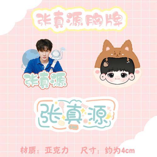 张真源胸牌胸针 明星周边姓名牌铭牌胸章 q版人物装饰挂件饰品