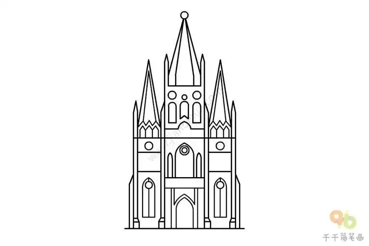 墨尔本圣保罗教堂简笔画_建筑简笔画