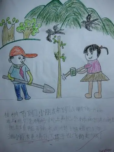 值树节一年级看图写话手抄报 一年级手抄报
