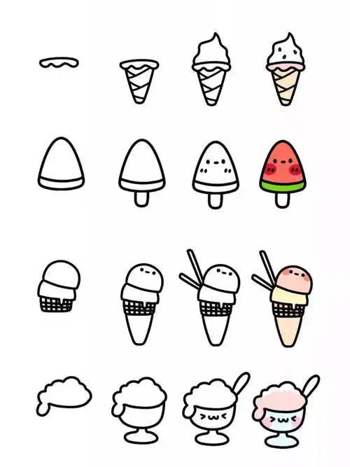 50种美食简笔画,快带着孩子一起来玩吧,能锻炼孩子的想象力哦