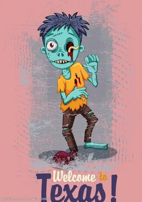 潮流手绘可爱丧尸插画海报