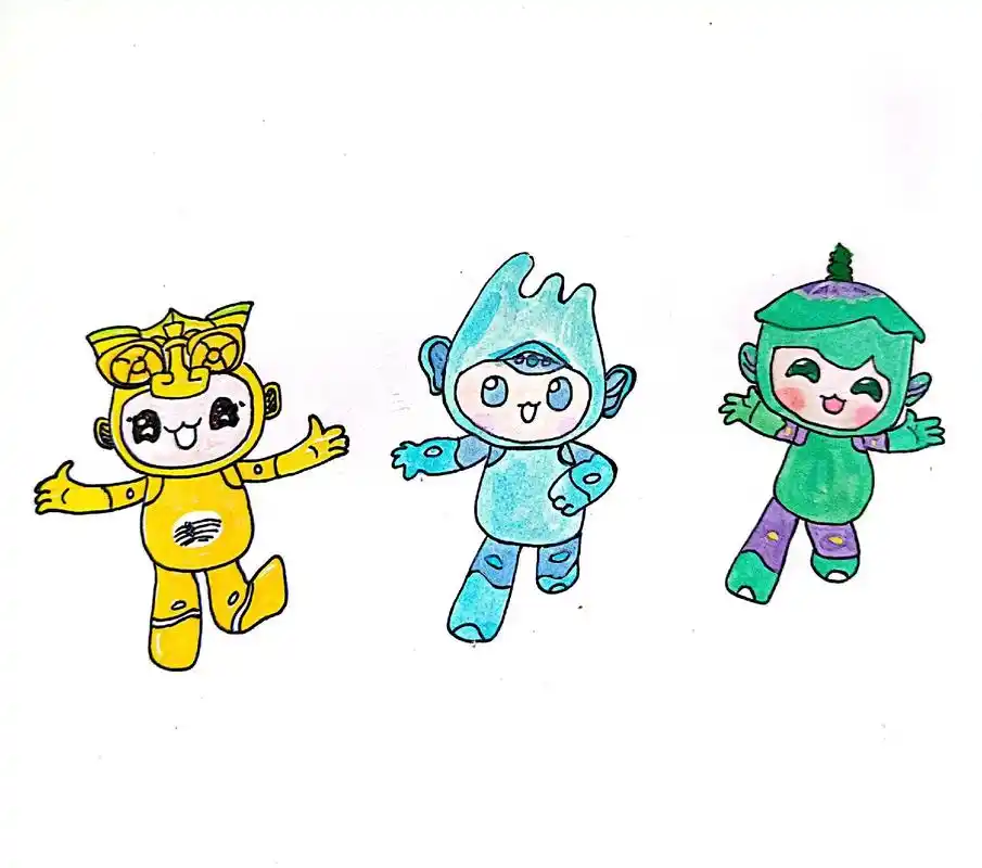 教你简单几步画吉祥物宸宸,琮琮和莲莲 - 抖音