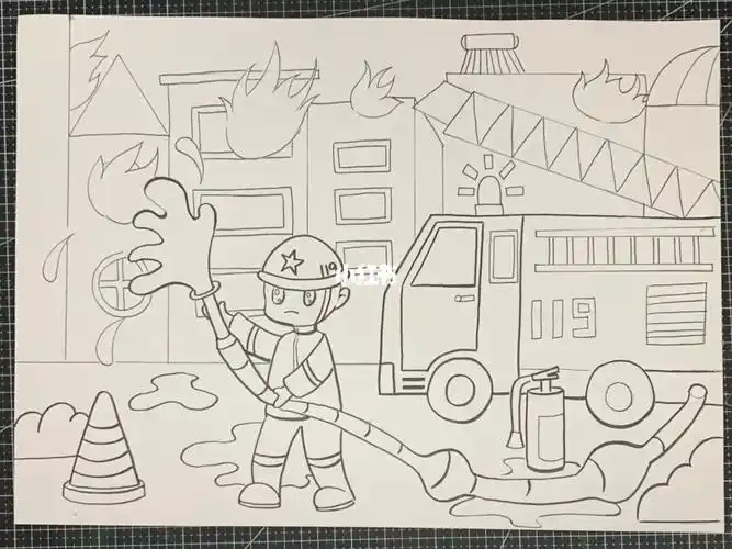 消防救火主题画119