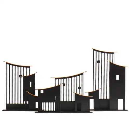 新中式客厅铁艺建筑徽派摆设软装玄关酒店工艺品装饰摆件