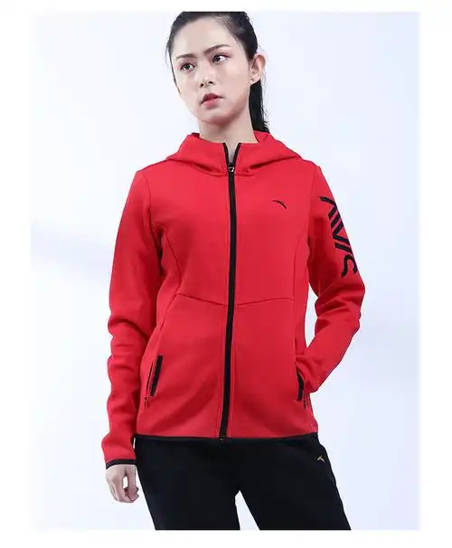 安踏运动外套女装 官网春季休闲开衫卫衣长袖运动服官网连帽上衣 经典