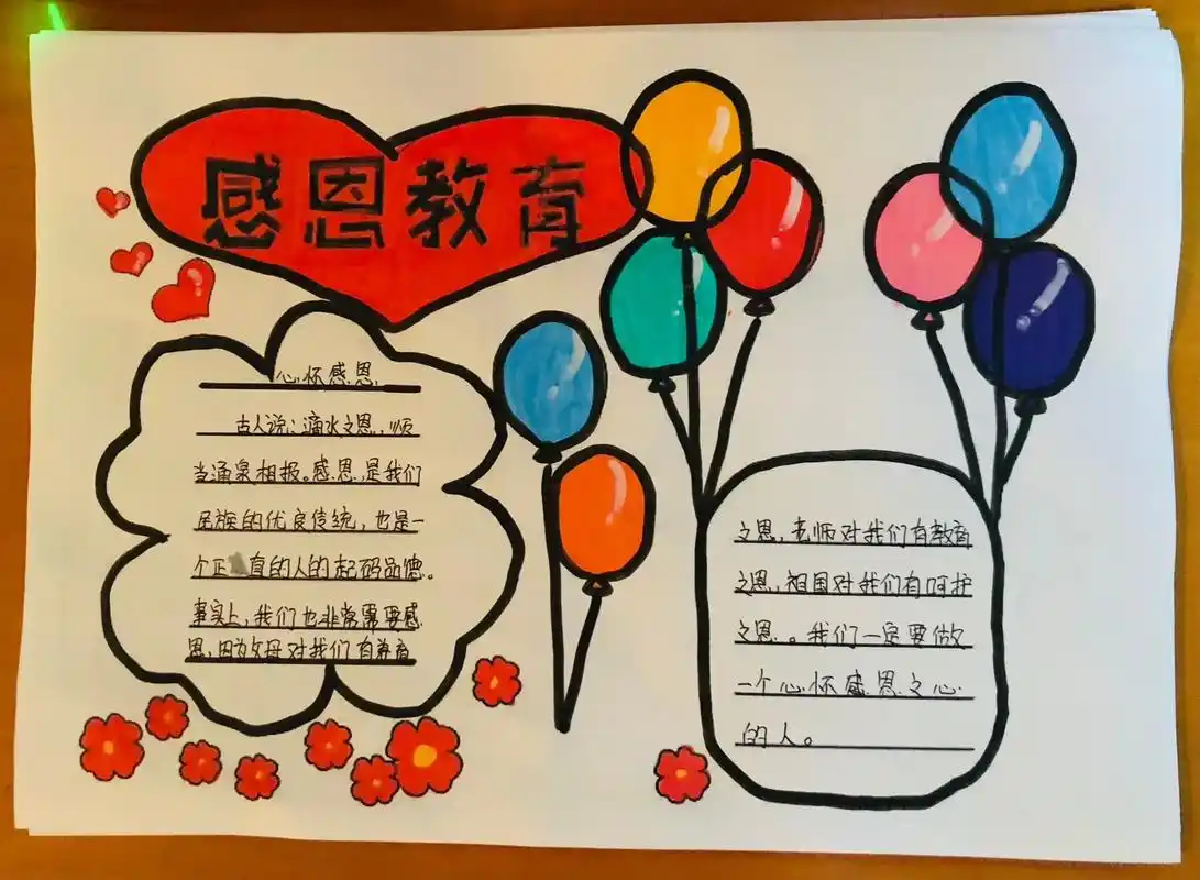 小学生手抄报 #感恩教育 - 抖音