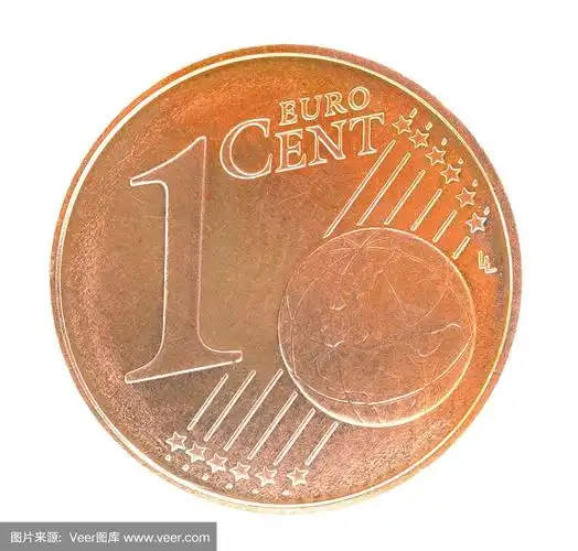 一欧元硬币正面白色背景
