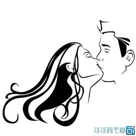 q版情侣亲吻简笔画免抠素材免费下载_觅元素51yuansu.