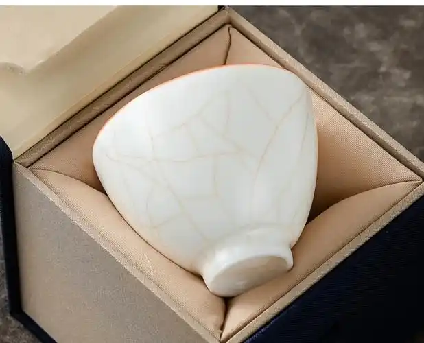 汝窑白瓷茶杯 功夫茶具开片可养主人杯单杯羊脂玉个人女主人茶杯