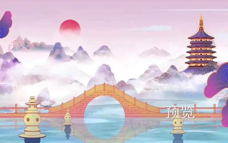 广寒宫 古典舞 伴奏led舞蹈舞台大屏幕背景视频素材3188