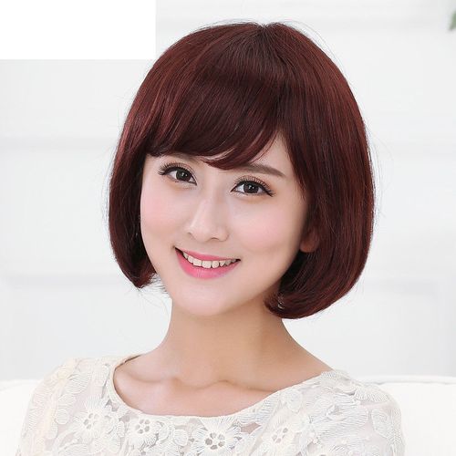 假发女短发自然bobo头蘑菇头中年假发真头发真发头套高档假发套