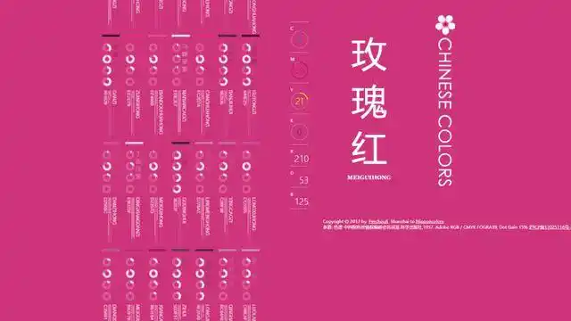 560多种的中国传统颜色,并提供cmyk与rpg两者的颜色色值及对应色名等