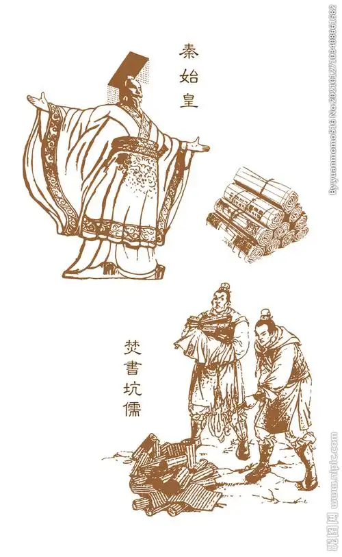 秦始皇焚书坑儒矢量图图片