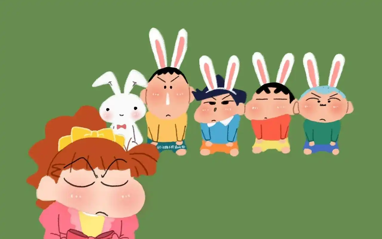 蜡笔小新可爱护眼绿色电脑壁纸 把被问得最多的几张图,做成绿色护眼