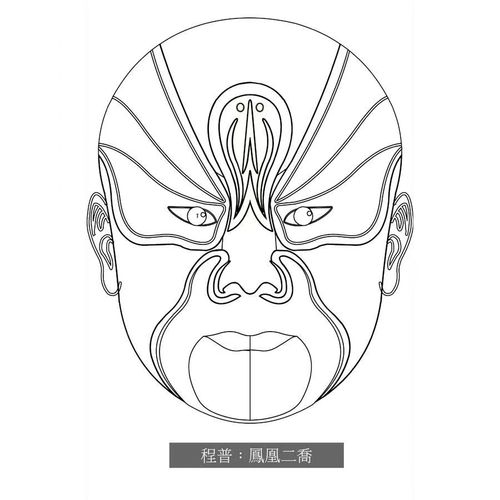 戏曲脸谱谱线京剧人物打印临摹黑白线描涂色宣纸