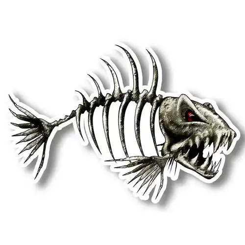 aliauto可怕的骷髅鱼钓鱼车贴 反光汽车贴花3d后备箱摩托车装饰贴