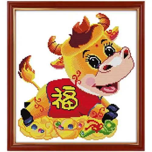 十字绣2022新款客厅福牛生肖手工可爱卡通小件十字绣套件