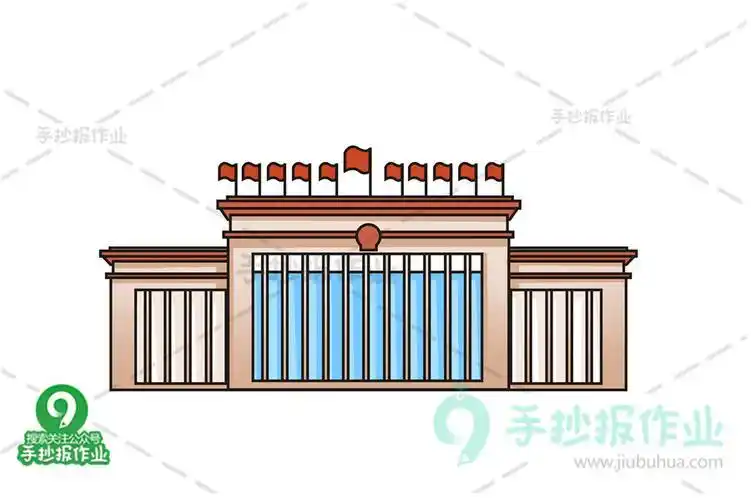 人民大会堂正面简笔画 简笔画图片大全-普车都