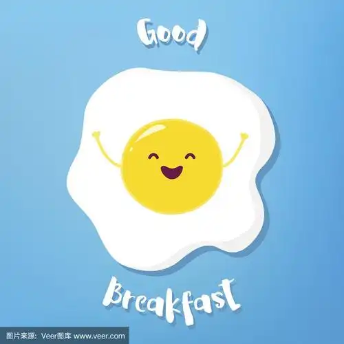 卡通煎蛋举手微笑.矢量插图.