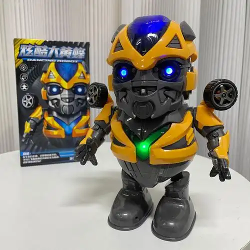 跨境热卖儿童跳舞机器人唱歌灯光音效钢铁手办大男孩黄蜂玩具批发