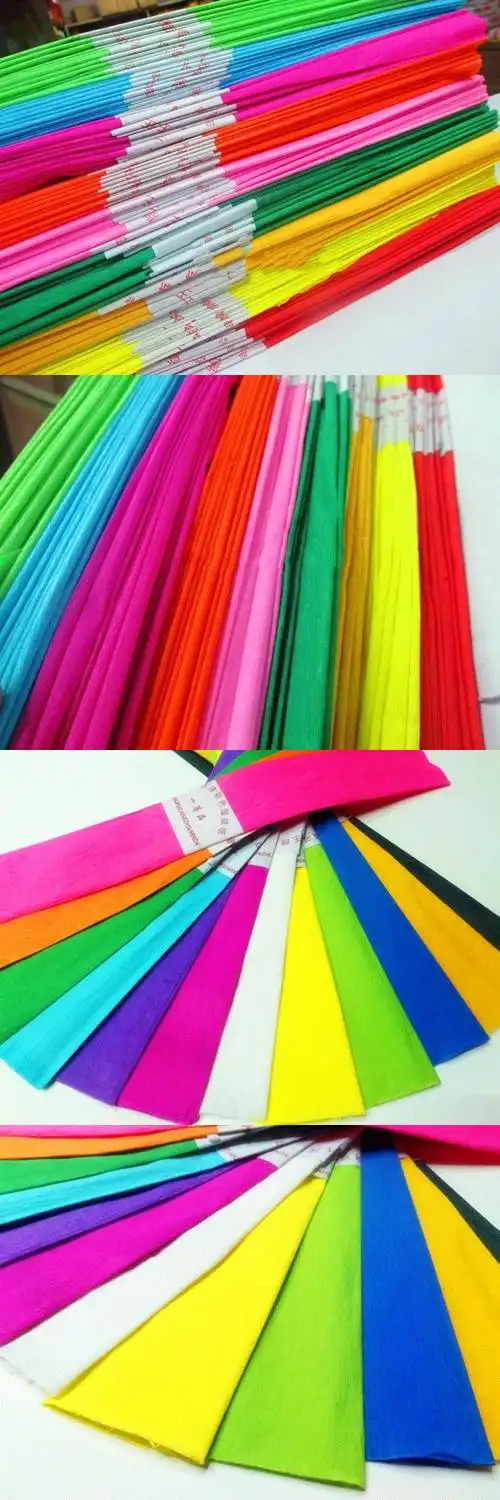 皱纹花纹纸花折纸软纸套装早教叠厚大红红色皱纹纸