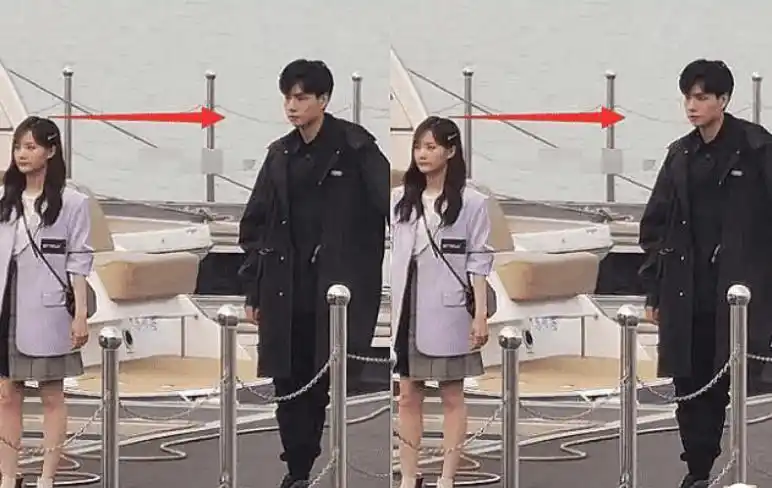 因为胡一天的身高,所以剧组的其他演员只能配合他的身高,女主在跟他对