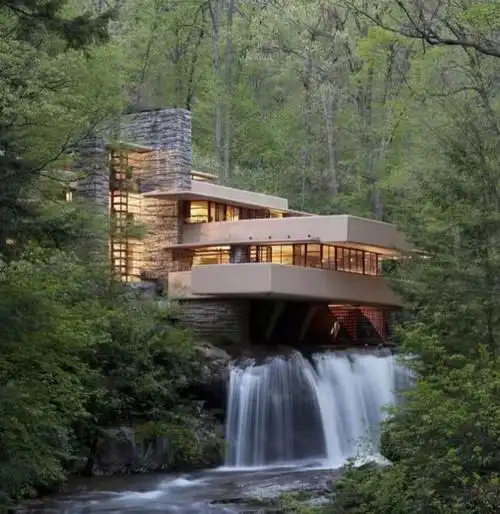 流水别墅的春夏秋冬手绘实景转译线稿