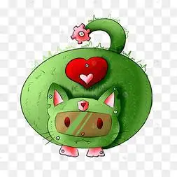 可爱的绿色猫咪免抠图