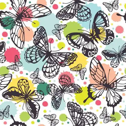 水彩涂鸦蝴蝶印花图案服装纺织数码印花花型素材