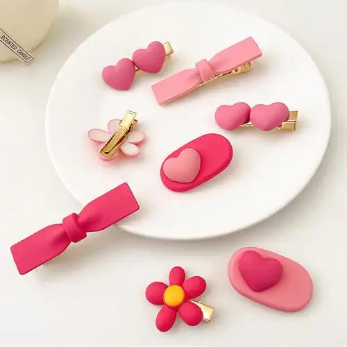 甜美粉色蝴蝶结发夹日系少女侧边刘海碎发小夹子可爱儿童头饰发卡