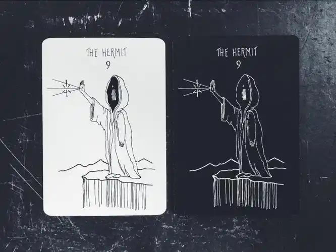the hermit, from the wanderer’s tarot by casey zabala (l/r