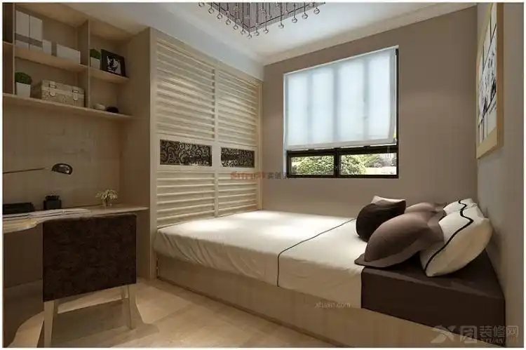 长沙实创装饰-10万精湘府十城96平简约图装修效果图