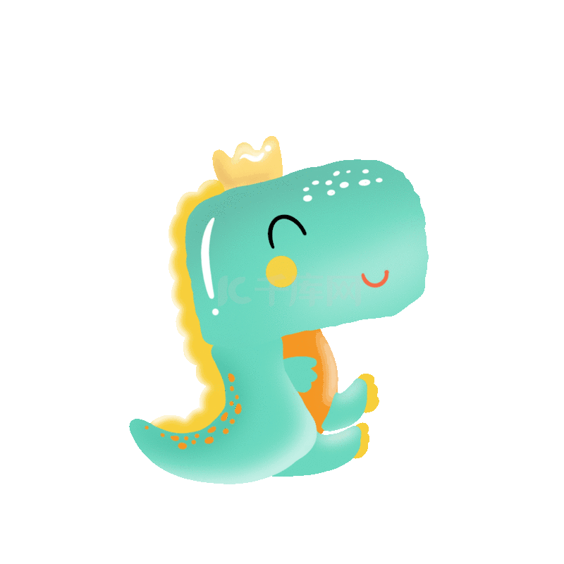 动物可爱卡通青色小恐龙贴纸 动图gif