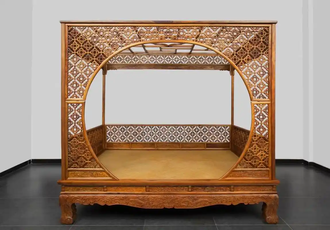 黄花梨月洞式门罩子架子床#明清古典家具 #匠心制作 #架子床 - 抖音