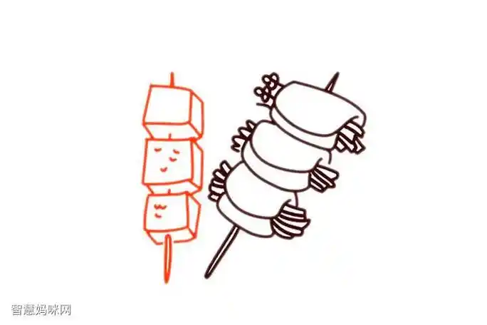 串简笔画烤串的简笔画怎么画如何画烤串简单又漂亮来看烤串简笔画步骤