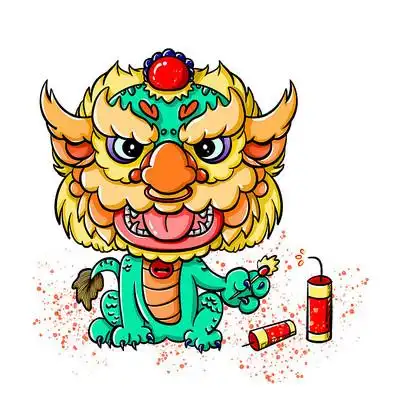 麒麟神兽放鞭炮 psd