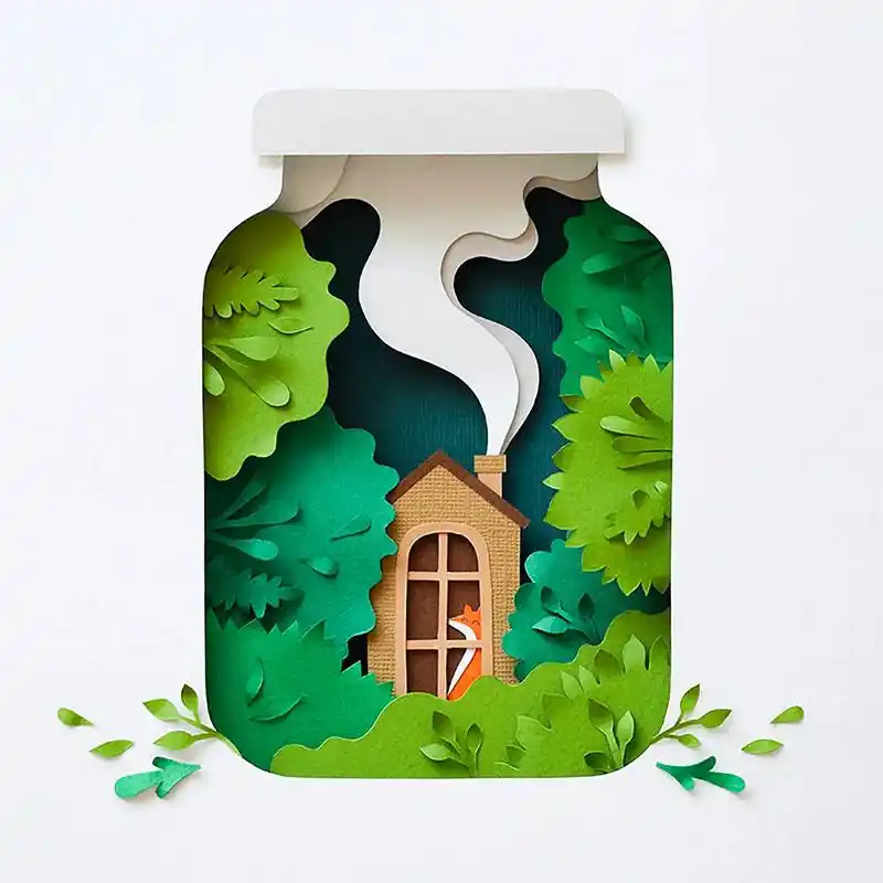 剪纸风壁纸插画