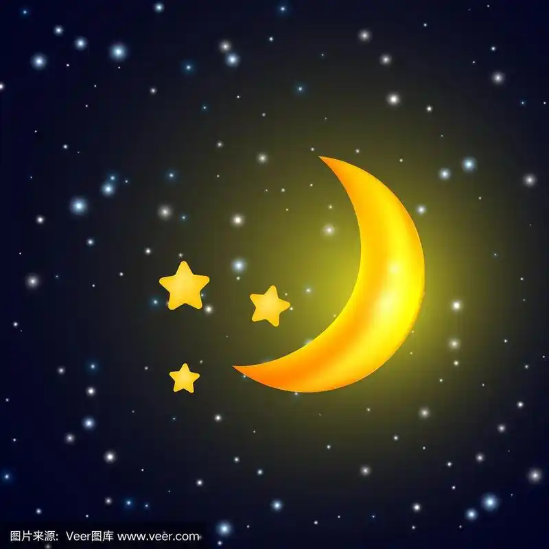 月亮和星星的背景与傍晚的天空