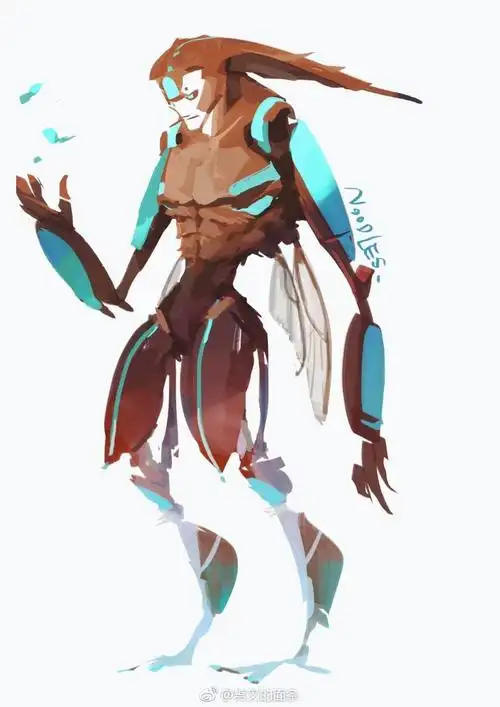 小强君摸鱼_劈叉的面条_角色设计,甲虫拟人_涂鸦王国gracg.com web